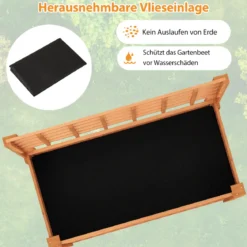 Holz Hochbeet mit Spalier & Ablage Blumenbeet mit Ablauflöchern Gartenbeet Pflanzkasten Braun