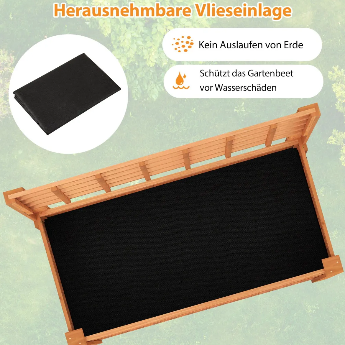 Holz Hochbeet mit Spalier & Ablage Blumenbeet mit Ablauflöchern Gartenbeet Pflanzkasten Braun