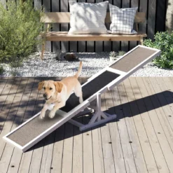 Holz-Hund Agility Wippe Hunde-Übungs- & Spielset Outdoor-Laufspielzeug Kletterplattform Weiß