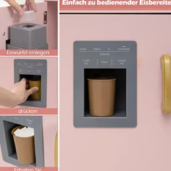 Holz Kinderküche mit Licht & Sound Eck Spielküche mit Tafel & Mikrowell & Spüle Holzküche Rosa