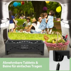 Holzkohlegrill Outdoor-Grill mit Elektrischer Bratgabel Holzkohle-Grillstation für BBQ 108 x 41 x 75 cm