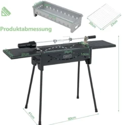 Holzkohlegrill Outdoor-Grill mit Elektrischer Bratgabel Holzkohle-Grillstation für BBQ 108 x 41 x 75 cm