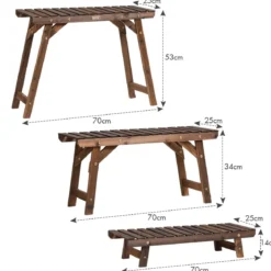 Holz-Pflanzenständer 3-stufiges Eck-Pflanzenregal 3tlg. Blumenständer Braun
