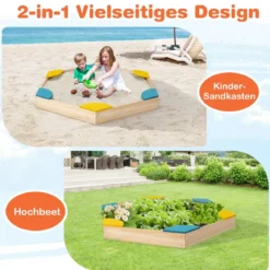 Holz-Sandkasten für den Außenbereich Buddelkiste aus Zedernholz 140 x 122 x 14 cm