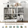 Holz Sideboard mit 4 Fächern & 2 Türen & Verstellbare Ablagen Buffetschrank Weiß