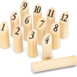 Holzspiel Wurfspiel Zahlen Nordisches Finn Nummern Kubb Kegel Wikinger Familie Spiel