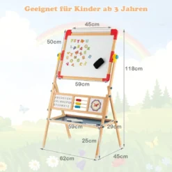 Holzstaffelei Drehbare stehende Kinderstaffelei 62 x 45 x 118 cm