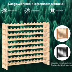 Holz Stapelbares Weinregal für 108 Flaschen mit 9 Ebenen Flaschenregal Weinständer