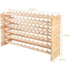 Holz Weinregal für 72 Flaschen Stapelbares Weinständer Flaschenregal Holzregal Weinschrank