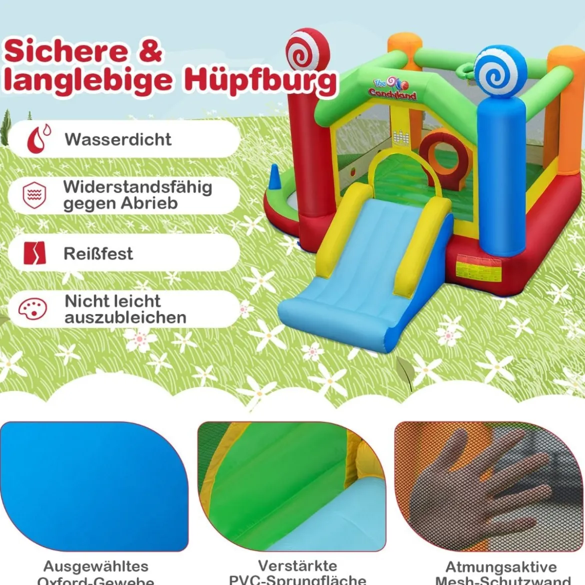Hüpfburg mit Gebläse Süßigkeitenland-Hüpfhaus Bunt