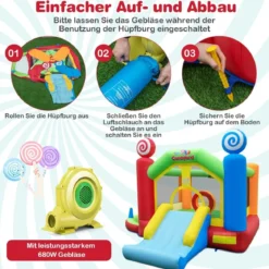 Hüpfburg mit Gebläse Süßigkeitenland-Hüpfhaus Bunt