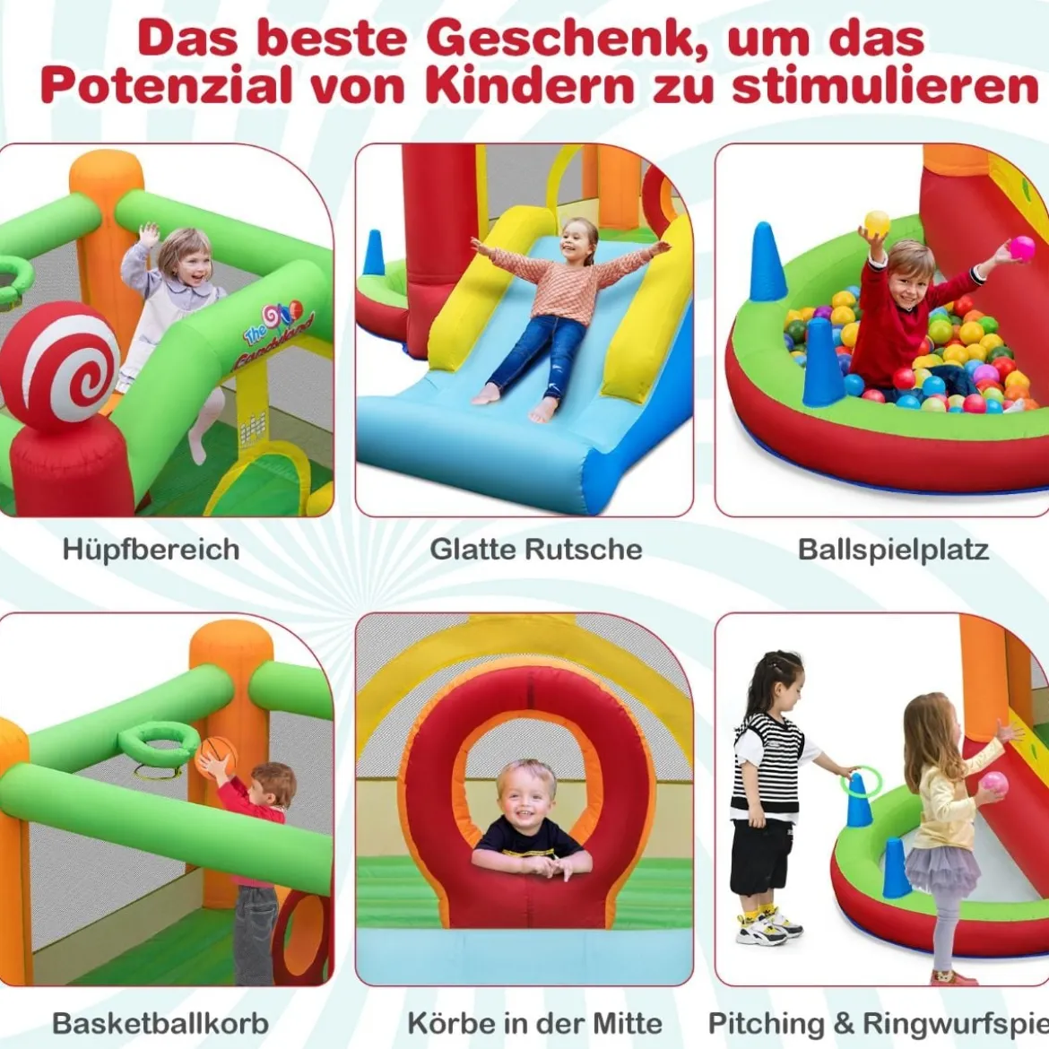 Hüpfburg mit Gebläse Süßigkeitenland-Hüpfhaus Bunt