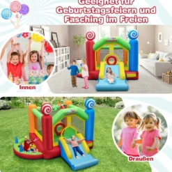 Hüpfburg mit Gebläse Süßigkeitenland-Hüpfhaus Bunt