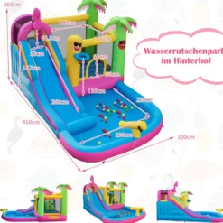 Hüpfburg mit Gebläse Wasserpark im Flamingo-Thema 450 x 300 x 260 cm