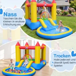 Hüpfburg mit Rutsche & Sprungbereich & Planschbecken Bouncy Castle 362 x 196,5 x 193 cm
