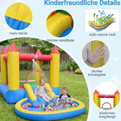 Hüpfburg mit Rutsche & Sprungbereich & Planschbecken Bouncy Castle 362 x 196,5 x 193 cm