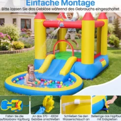 Hüpfburg mit Rutsche & Sprungbereich & Planschbecken Bouncy Castle 362 x 196,5 x 193 cm