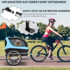 Hundeanhänger für Fahrrad Haustieranhänger für Fahrrad 40 kg Belastbar Blau