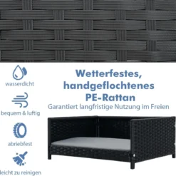 Hundebett aus PE-Rattan mit Abnehmbarem Kissen & Waschbarem Bezug Haustierbett