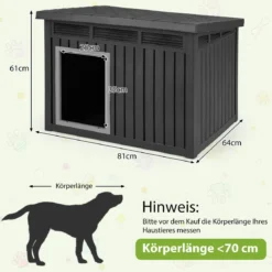 Hundehütte für Indoor & Outdoor Wetterfestes Hundehaus mit Aufklappbarem Schrägdach