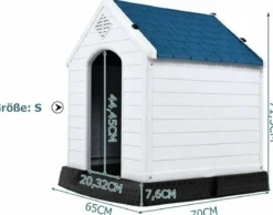 Hundehütte Hundehaus Hundehöhle mit Erhöhtem Boden Blau und Weiß