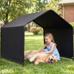Hundehütte Outdoor Hundezelt für große mittlere & kleine Hunde Haustierzelt wasserabweisend 128 x 118 x 108 cm Schwarz