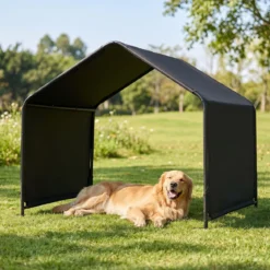 Hundehütte Outdoor Hundezelt für große mittlere & kleine Hunde Haustierzelt wasserabweisend 128 x 118 x 108 cm Schwarz