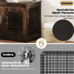 Hundekäfig Tierkäfig Hundebox im Möbelstil mit Tür & PC-Fenster Haustierkäfig für kleine und mittelgroße Hunde Katze Haustier Braun 82 x 47 x 60 cm