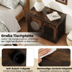 Hundekäfig Tierkäfig Hundebox im Möbelstil mit Tür & PC-Fenster Haustierkäfig für kleine und mittelgroße Hunde Katze Haustier Braun 82 x 47 x 60 cm
