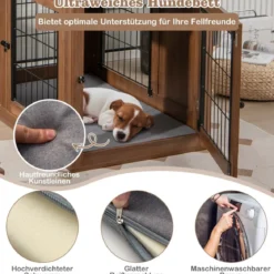 Hundekäfig Tierkäfig Kombination aus Haustierbox & Beistelltisch mit Kissen 92 x 59 x 66,5 cm