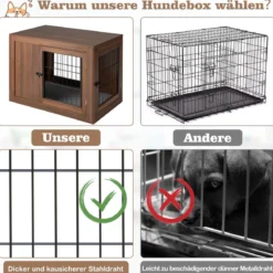 Hundekäfig Tierkäfig Kombination aus Haustierbox & Beistelltisch mit Kissen 92 x 59 x 66,5 cm