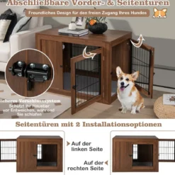 Hundekäfig Tierkäfig Kombination aus Haustierbox & Beistelltisch mit Kissen 92 x 59 x 66,5 cm
