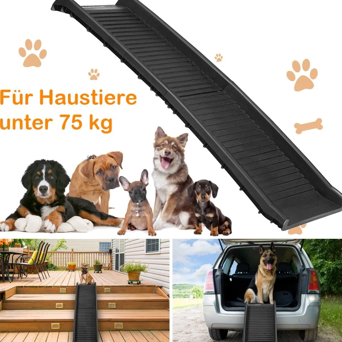 Hunderampe Einstiegshilfe Ausziehbare Hundetreppe Autorampe Tiertreppe
