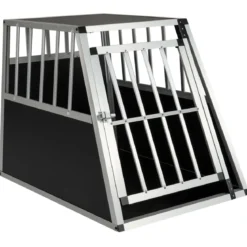 Hundetransportbox mit Abschließbarer Tür & Herausnehmbarer Trennwand Alu Hundebox 91 x 65 x 69,5 cm