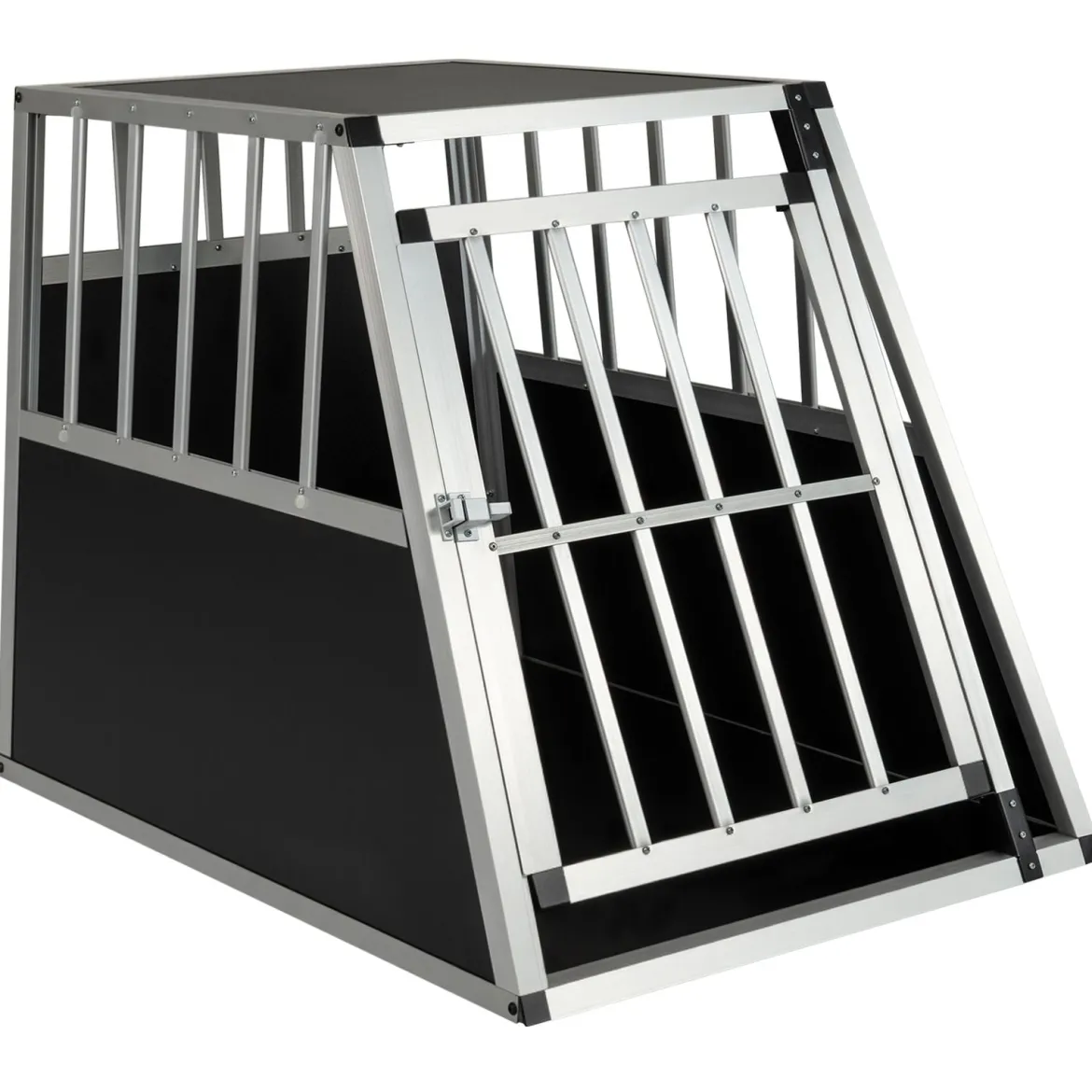 Hundetransportbox mit Abschließbarer Tür & Herausnehmbarer Trennwand Alu Hundebox 91 x 65 x 69,5 cm