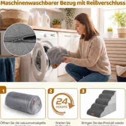 Hundetreppe 5 Stufen 50 cm Hoch Haustiertreppe Hundetreppe für Kleine Hunde Grau