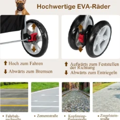 Hundewagen Haustiere Buggy bis 15kg Hundebuggy Katzenbuggy für kleine Hunde Katzen Beige