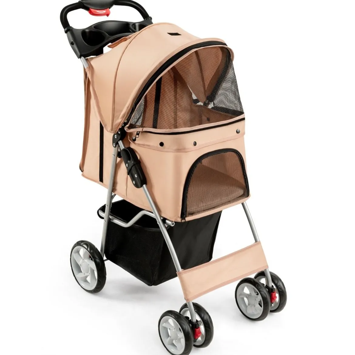 Hundewagen Haustiere Buggy bis 15kg Hundebuggy Katzenbuggy für kleine Hunde Katzen Beige