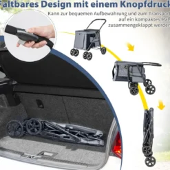 Hundewagen Hundebuggy klappbar bis 40 kg Hundetrolley mit Kissen 106 x 63 x 103 cm Grau