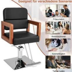 Hydraulischer Friseurstuhl Salonstuhl für Friseur mit 360-Grad-Drehung 87 x 60 x 95-110 cm Schwarz