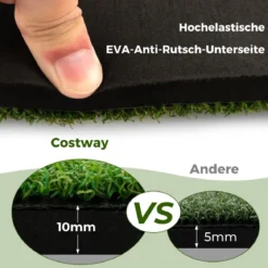 3-in-1-Abschlagmatte für Golf mit Kunstrasen 2 Golf-Tees 2 Ausrichtungsstäben & 6 vorgebohrten Abschlaglöchern 152 x 92 cm