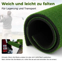 3-in-1-Abschlagmatte für Golf mit Kunstrasen 2 Golf-Tees 2 Ausrichtungsstäben & 6 vorgebohrten Abschlaglöchern 152 x 92 cm 27 mm