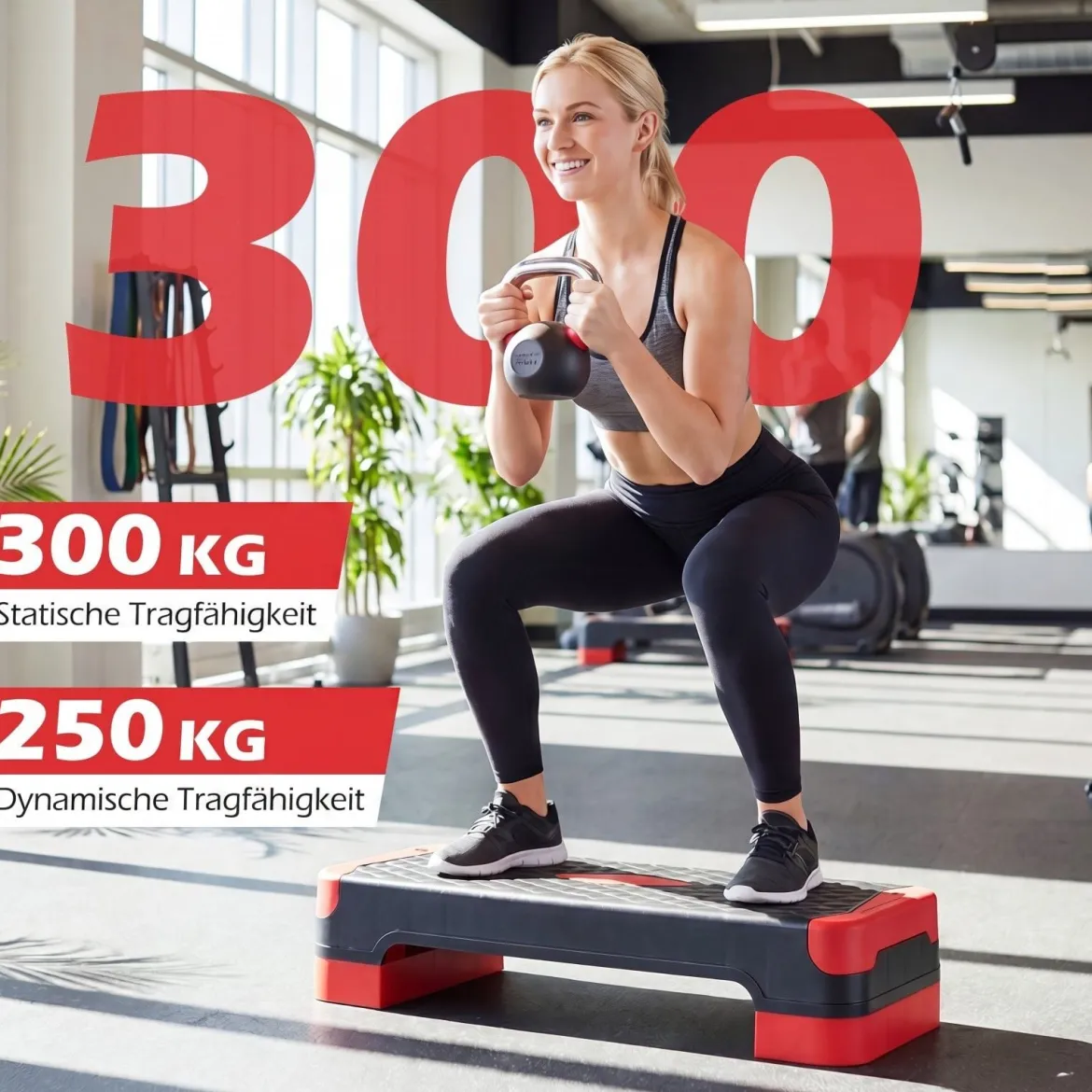 3-in-1 Aerobic Stepper Höhenverstellbar Fitness Stepper mit 2 Stapelbaren Erhöhungen & Balance-Trainern