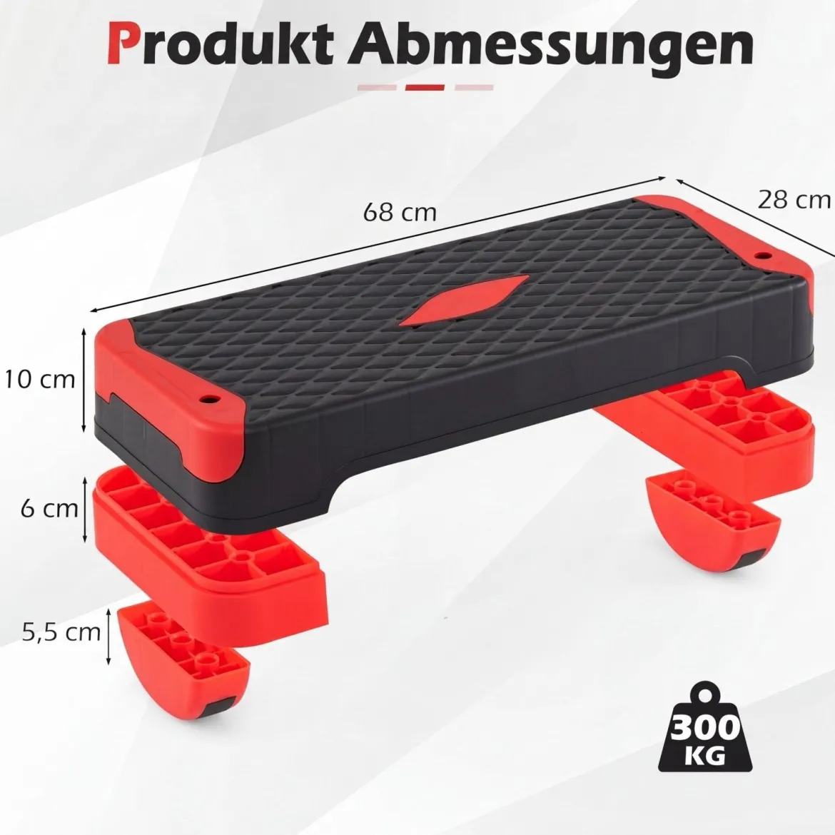 3-in-1 Aerobic Stepper Höhenverstellbar Fitness Stepper mit 2 Stapelbaren Erhöhungen & Balance-Trainern