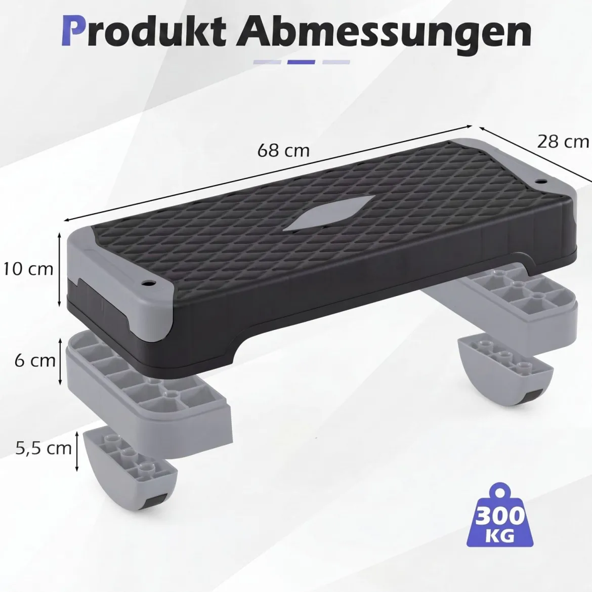 3-in-1 Aerobic Stepper Höhenverstellbar Fitness Stepper mit 2 Stapelbaren Erhöhungen & Balance-Trainern