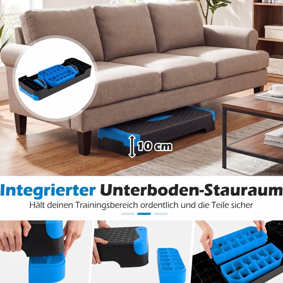 3-in-1 Aerobic Stepper Höhenverstellbar Fitness Stepper mit 2 Stapelbaren Erhöhungen & Balance-Trainern