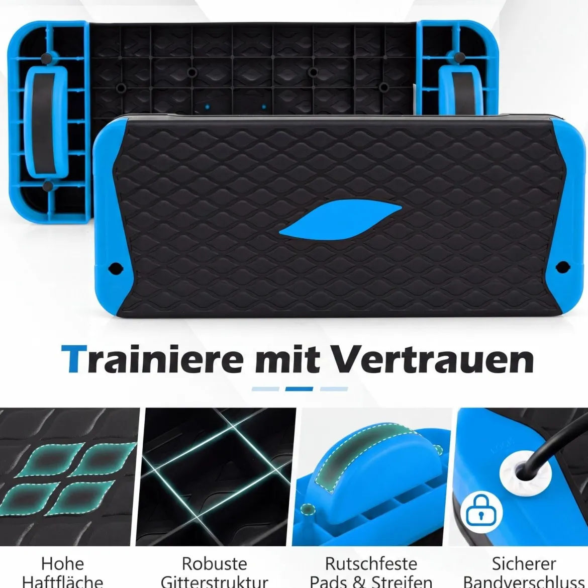 3-in-1 Aerobic Stepper Höhenverstellbar Fitness Stepper mit 2 Stapelbaren Erhöhungen & Balance-Trainern