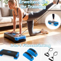 3-in-1 Aerobic Stepper Höhenverstellbar Fitness Stepper mit 2 Stapelbaren Erhöhungen & Balance-Trainern