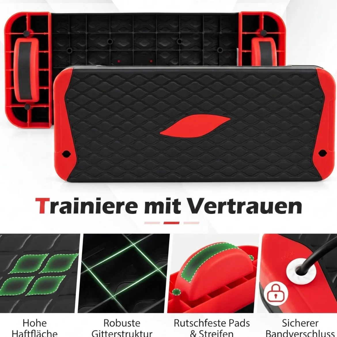 3-in-1 Aerobic Stepper Höhenverstellbar Fitness Stepper mit 2 Stapelbaren Erhöhungen & Balance-Trainern