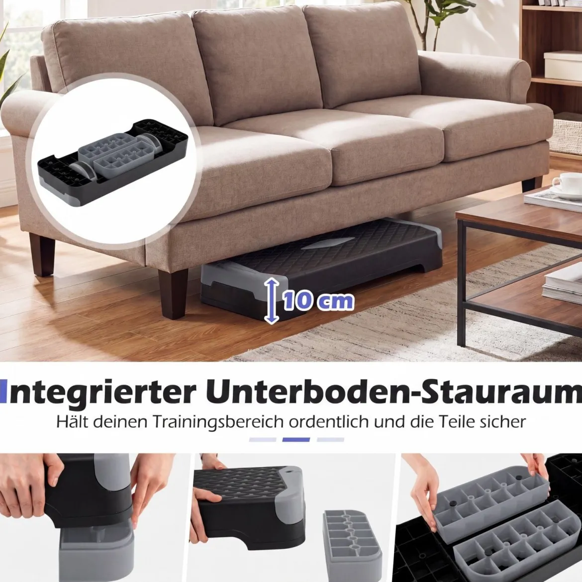 3-in-1 Aerobic Stepper Höhenverstellbar Fitness Stepper mit 2 Stapelbaren Erhöhungen & Balance-Trainern